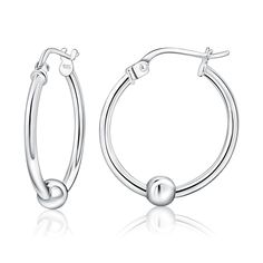 PRICES MAY VARY. STYLISH CHIC BALL HOOPS – Add a touch of style and elegance with our sterling silver hoop earrings featuring a delicate ball in the center - a perfect fusion of modern charm and timeless elegance. The dainty ball center adds a touch of playfullness to the classic hoop style elevating your style and fashion-forward spirit. SOLID 925 STERLING SILVER – Our hoop earrings for women and teen girls are crafted of premium quality genuine 925 sterling silver. It’s hypoallergenic, nickel- Sterling Silver Hoop Earrings, Sterling Silver Hoops, Girls Earrings, Jewelry Earrings Hoops, Round Earrings, Silver Hoops, Teen Girls, Sterling Silver Bead, Yellow Rose