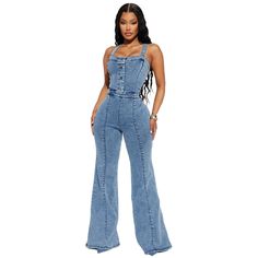 Denim Rompers & Jumpsuits Outfits For Women. Find New Trends of Denim Jumpsuits & Rompers for Women, up your wardrobe easily. Our Denim Jumpsuit help you explore the newest trends and essentials casual for any and every occasion! Find the perfect one-piece denim jumpsuits outfit for a stylish and effortless look. Blue Jean Jumpsuit Outfits, Blue Jean Jumpsuit, Denim Halter Top, Jean Jumpsuit, Suspender Jumpsuit, Playful Fashion, 70s Denim, Style Overalls