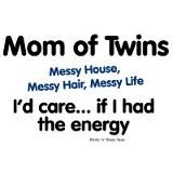 the words mom of twins are in black and white