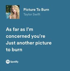 a woman with long blonde hair standing in front of a blue background text reads, as far as i'm concerned you're just another picture to burn