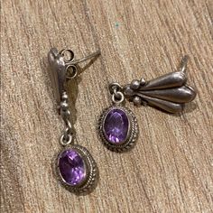 Sterling Silver 92.5, Amethyst Stone Drop Earrings. Silversmithing Jewelry, Stone Drop Earrings, Crystal Jewellery, Purple Earrings, Silver Drop Earrings, Amethyst Stone, Earrings Color, Cute Jewelry, Crystal Jewelry