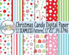 christmas candy digital paper pack 12 seamless patterns