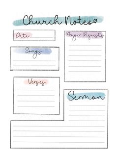 the church notes are lined up on top of each other