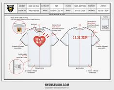 a t - shirt with the measurements and instructions for how to make it look like a heart