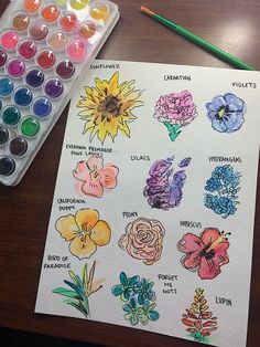 water color flowers Water Marker Drawing, Water Brush Pen Art Ideas, Water Drawing Marker, How To Draw Water With Markers, Flowers Marker Art, Beginner Marker Art, Water Markers Drawing, Water Color Marker Doodle, Spring Sketchbook Ideas