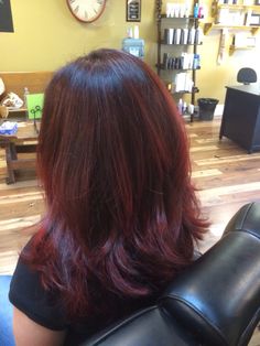 Dark Red Bob Hair, Dark Red Mid Length Hair, Dark Cherry Red Hair Medium Length, Grown Out Red Hair, Dark Red Hair Bob, Cherry Red Asian Hair, Dark Red Layered Hair, Dark Red Short Hair