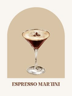 an image of a martini in a glass with the words espresso martini on it