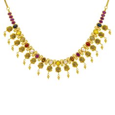 Virani Jewelers presents to you this beautiful 22k yellow gold necklace that is both elegant and timeless. This one of a kind gold necklace is adorned with rubies, emeralds, pearls, sapphires, and cubic zirconia, each carefully selected to enhance the traditional Indian gold necklace's overall beauty. This piece is perfect for those who appreciate the luxury of traditional Indian gold jewelry, offering a refined touch to any ensemble.Features• 22k yellow gold• Emerald• Sapphire• Cubic zirconia • Indian Gold Jewelry, Gold Necklace Indian, Yellow Gold Necklace, Gold Jewelry Indian, Ruby Sapphire, Traditional Indian, Gold Jewelry, Cubic Zirconia, Emerald