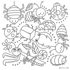 a coloring page with bugs and other insects