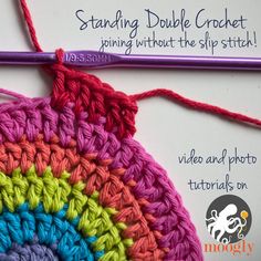 a crochet pattern with the words standing double crochet joining without the slip stitch