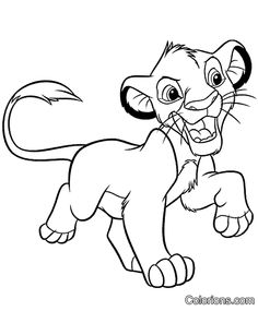 the lion cub running coloring page