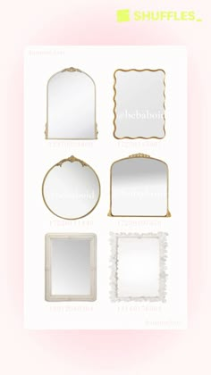 four different mirrors with scalloped edges