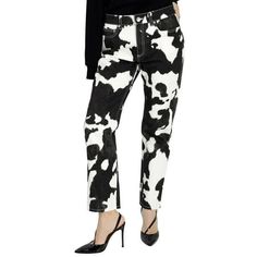 Burberry Ladies Bottoms. Fashion category: Jeans & Denim. SKU: 8016757. Color: Black Pattern. Burberry Cow Print Straight-fit Denim Jeans. This cow print jeans from Burberry features a button and zip fly closure, belt loops, 5-pocket style, straight fit and leather patch embossed with Burberry refreshed logo. 100% cotton. Trim: 100% calf leather. Made in Italy. Size: 26.  Color: Multicolor.  Gender: female.  Age Group: adult. Brown Cow Print Jeans, Cow Print Pocket Jeans, Cow Print Jeans, College Wardrobe, Straight Fit Denim, Print Jeans, Straight Cut Jeans, Boyfriend Denim, Japanese Denim