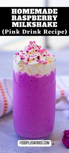 homemade raspberry milkshake with pink drink recipe