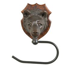 a metal hook with a bear head on it