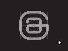 the letter g is made up of lines and dots on a black background with white letters