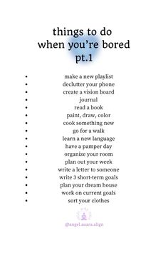 a poem with the words things to do when you're bored pt1 on it