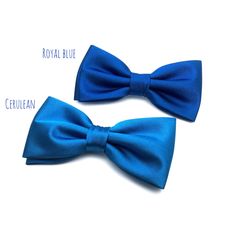 "We proudly present our premium handmade pre-tied bow tie for Adult/Men/Women/Kids/Children/Toddler/Baby boy/girl.... **The bow tie is pre tied and hand stitched into place.** Material: Satin Choose your Bow tie ATTACHMENT/STRAP: - CLIP-ON (strapless) - Adjustable VELCRO strap - Adjustable strap with METAL HOOK, EYE ADJUSTER HARDWARE SIZES are shown below: - NEWBORN-1YR : Adjustable straps fit 7\" up to 11\" neck circumference. - TODDLER (1-3YR) : Adjustable straps fit 10\"-12\" neck circumferen Blue Suit And Tie Accessories For Black Tie Events, Classic Blue Suit And Bow Tie Accessories, Classic Blue Bow Tie And Suit Accessories, Dapper Blue Bow For Black Tie Events, Dapper Blue Bow Tie For Party, Classic Blue Bow Tie For Black Tie Events, Blue Bow Ties For Black Tie Occasions, Blue Bow Tie For Black Tie Events, Blue Bow Tie Suit Accessories For Party