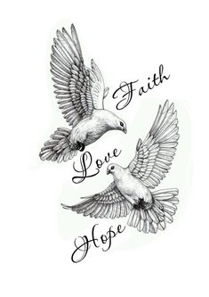 two doves with the words faith and hope