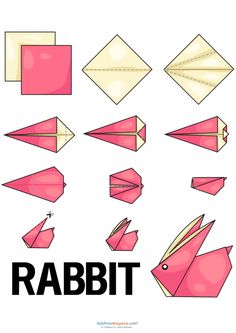 the instructions for how to make an origami rabbit