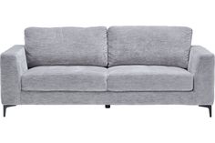 a gray couch sitting on top of a white floor