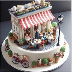 there is a cake that looks like a cafe