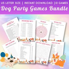 the dog party games bundle is shown in this image