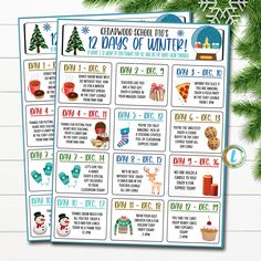 the 12 days of winter printable calendar