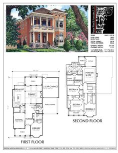 the first floor and second floor plan for a house with two stories, in which there is