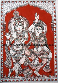 Kalamkari - Radha Krishna  Author: Mathu / Labels: Kalamkari. Ref: http://mathu-art-adventure.blogspot.com.au/ Phad Painting, Indian Traditional Paintings, Tanjore Painting, Madhubani Art, Madhubani Painting