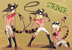 three different types of cartoon characters with the word striker written on their chests