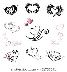 heart shaped tattoos on white background