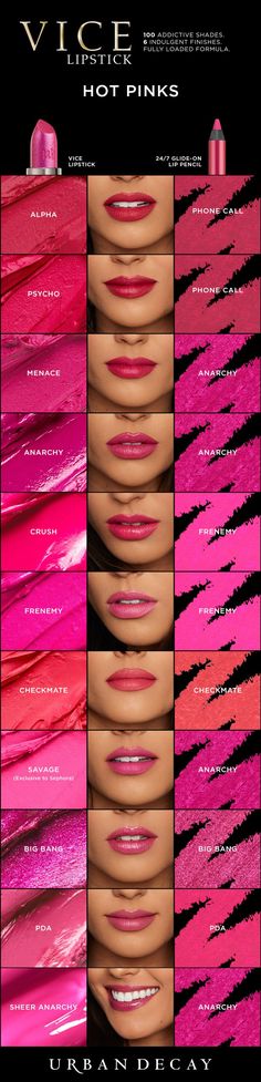 Because there's no such thing as too much or too bright of a pink! Pick up all of UD's pink shades Vice Lipsticks now at urbandecay.com. #LipstickIsMyVice #UrbanDecay Lipstick Tips, Urban Decay Lipstick, Wedding Dresses Cheap, Maquillage Yeux Cut Crease, Free Products, Makati