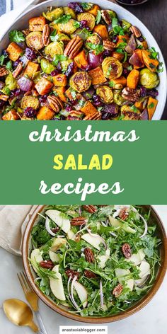 christmas salad recipe with text overlay