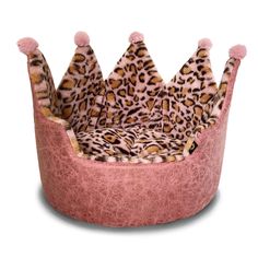 Precious Tails Leopard Print Crown Beds Pink Image Pink Dog Beds, Cat Perch, Cat Trees, Dog Beds For Small Dogs, Orthopedic Dog Bed, Cat Carrier, Dog Pet Beds, Creature Comforts, Pink Bedding