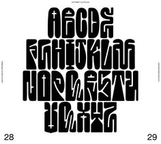 the alphabet is black and white with numbers in different font styles, including one for each letter