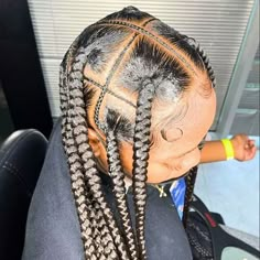 chunky large braids on black girls Large Box Braids Hairstyles, Cornrow Ideas, Large Braids, Hairstyle For Black Women, Large Box Braids