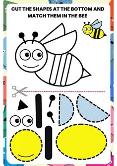 cut the shapes at the bottom and match them in the bee