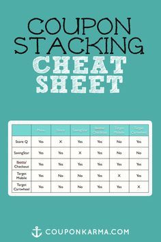 coupon stacking check sheet with the text coupon stacking