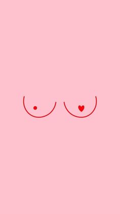 two eyes with hearts drawn on them in the shape of a heart, against a pink background