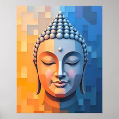 Modern Geometric Art | Meditating Buddha Poster