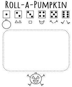 roll - a - pumpkin worksheet for kids to practice counting and addition skills