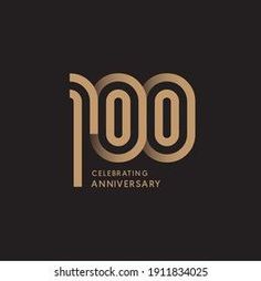 an anniversary celebration logo with the number 100 in gold and black colors on a dark background