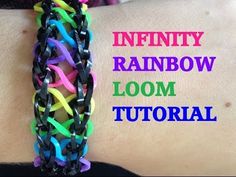 the rainbow loom bracelet is on someone's arm and it says, infinity rainbow loom