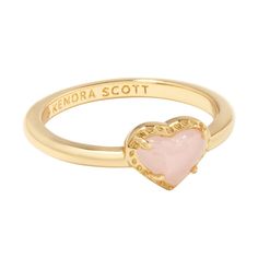 Kendra Scott Anna 14K Gold Over Brass Band Ring - Rose Quartz 7 Brass Band, Jewelry Essentials, Jewelry Lookbook, Gold Band Ring, Dichroic Glass, Stone Heart, Girly Jewelry