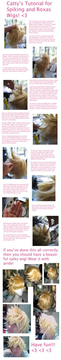 Wig Spiking Tutorial by Cattypatra.deviantart.com on @deviantART Link Costume, Homestuck Cosplay, Diy Cosplay