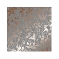 a silver and gold wallpaper with leaves on it