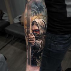 Archery Tattoo, Ninja Tattoo, Archer Tattoo, World Famous Tattoo Ink, Tattoo Fashion, Model Tattoo, Fantasy Tattoos, Warrior Tattoos, Famous Tattoos