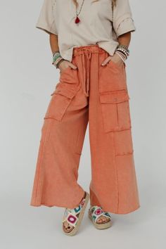 Game On Cargo Wide Leg Pant - Burnt Orange | Three Bird Nest Black Pants