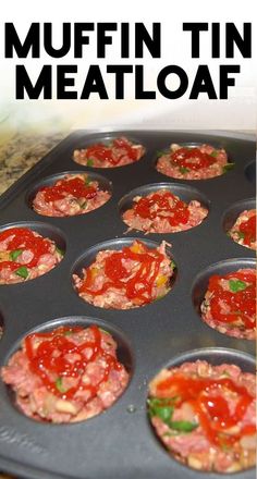 mini meatloaf muffins in a muffin tin